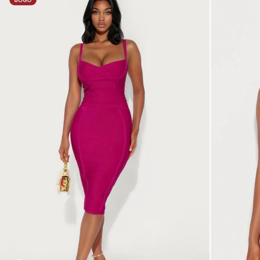 Fashion Nova Fuchsia Midi Dress